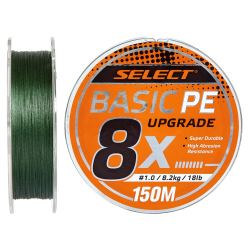 Шнур Select Basic PE 8x 150m (темн-зел.) #1.5/0.18mm 22LB/10kg