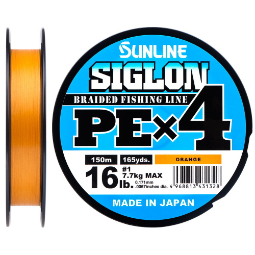 Шнур Sunline Siglon PE х4 300m (оранж.) #1.2/0.187mm 20lb/9.2kg