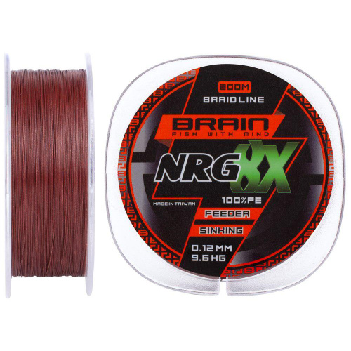 Шнур Brain NRG 8X sinking 200m 0.12mm 9.6kg ц:brown