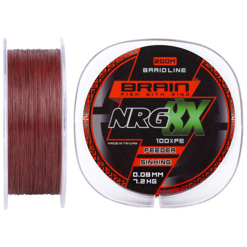 Шнур Brain NRG 8X sinking 200m 0.08mm 7.2kg ц:brown