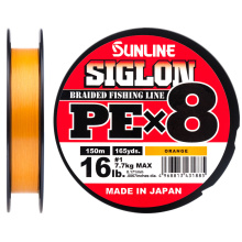 Шнур Sunline Siglon PE х8 150m (оранж.) #0.3/0.094mm 5lb/2.1kg
