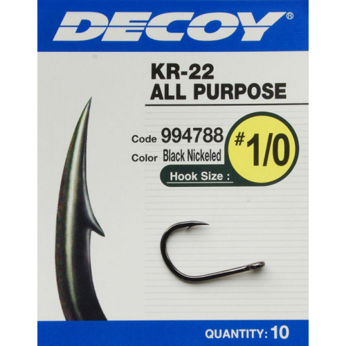 Крючок Decoy KR-22 Black Nickeled #6 (12 шт/уп)