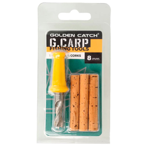 Сверло с пробковыми палочками Golden Catch G.Carp Bait Drill & Corks 8 мм