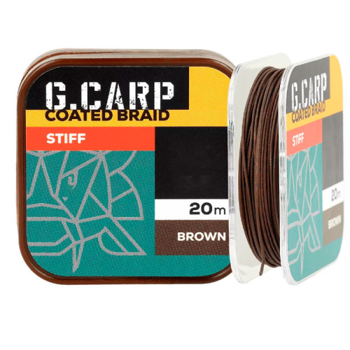 Поводочный материал в оплетке GC G.Carp Coated Braid Stiff 20м 15lb Brown NEW 2024