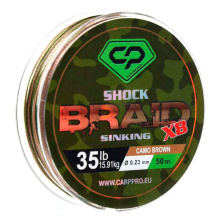 Шок-лідер Carp Pro Diamond Shock Braid PE X8 35lb 50м 0.23мм Camo Brown