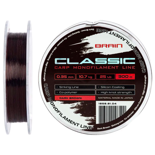 Леска Brain Classic Carp Line 300m 0,28mm 7,9kg 18lb Dark brown