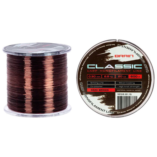 Леска Brain Classic Carp Line 600m 0,30mm 8,8kg 20lb Dark brown