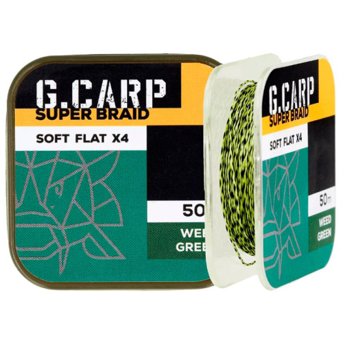 Поводочный материал Golden Catch G.Carp Super Braid Soft Flat X4 50м 35lb Weed Green