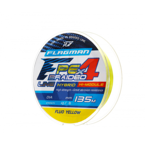 Шнур Flagman PE Hybrid F4 135m Fluo Yellow 0,06mm